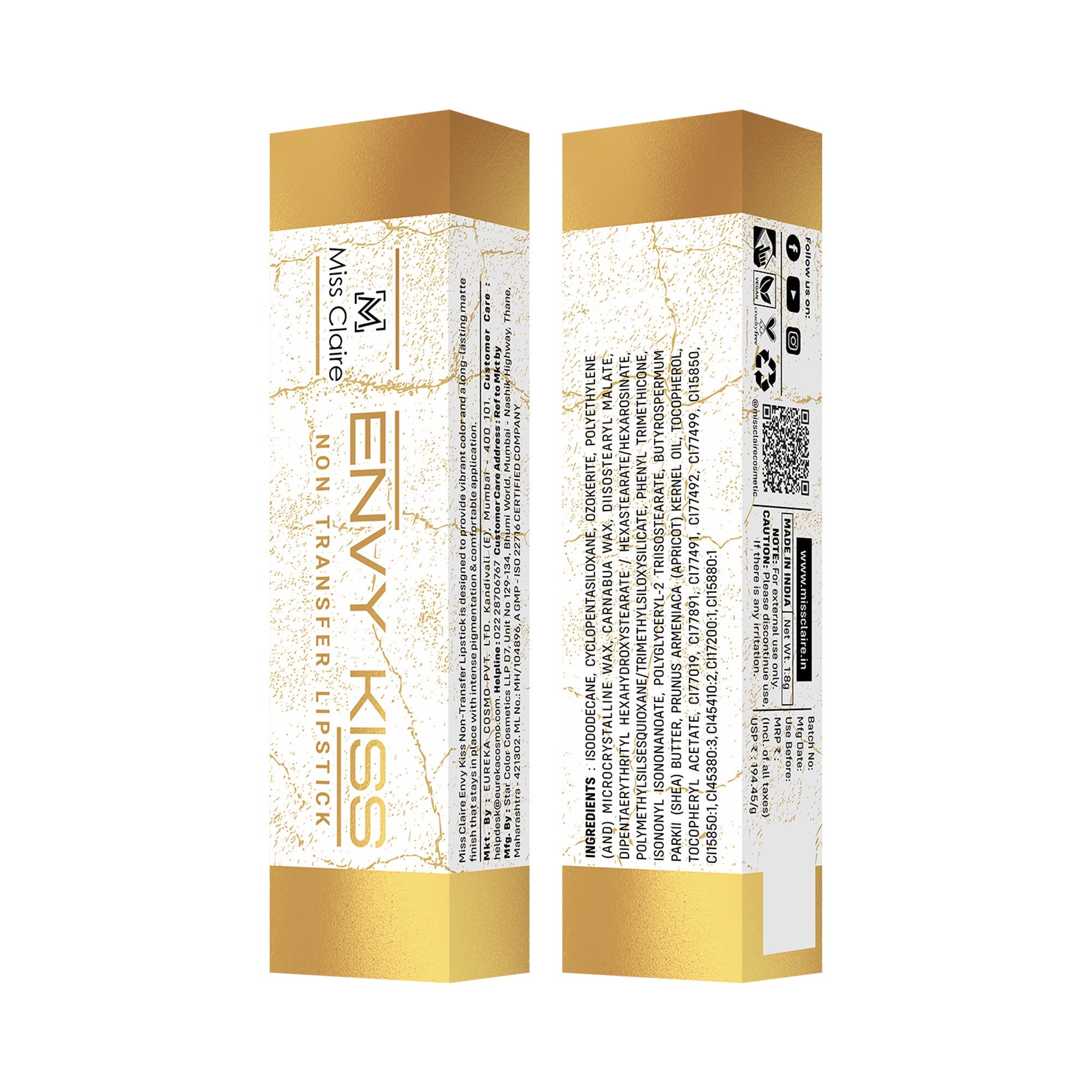 Miss Claire Envy Kiss Non Transfer Lipstick - 07 Silky Spice