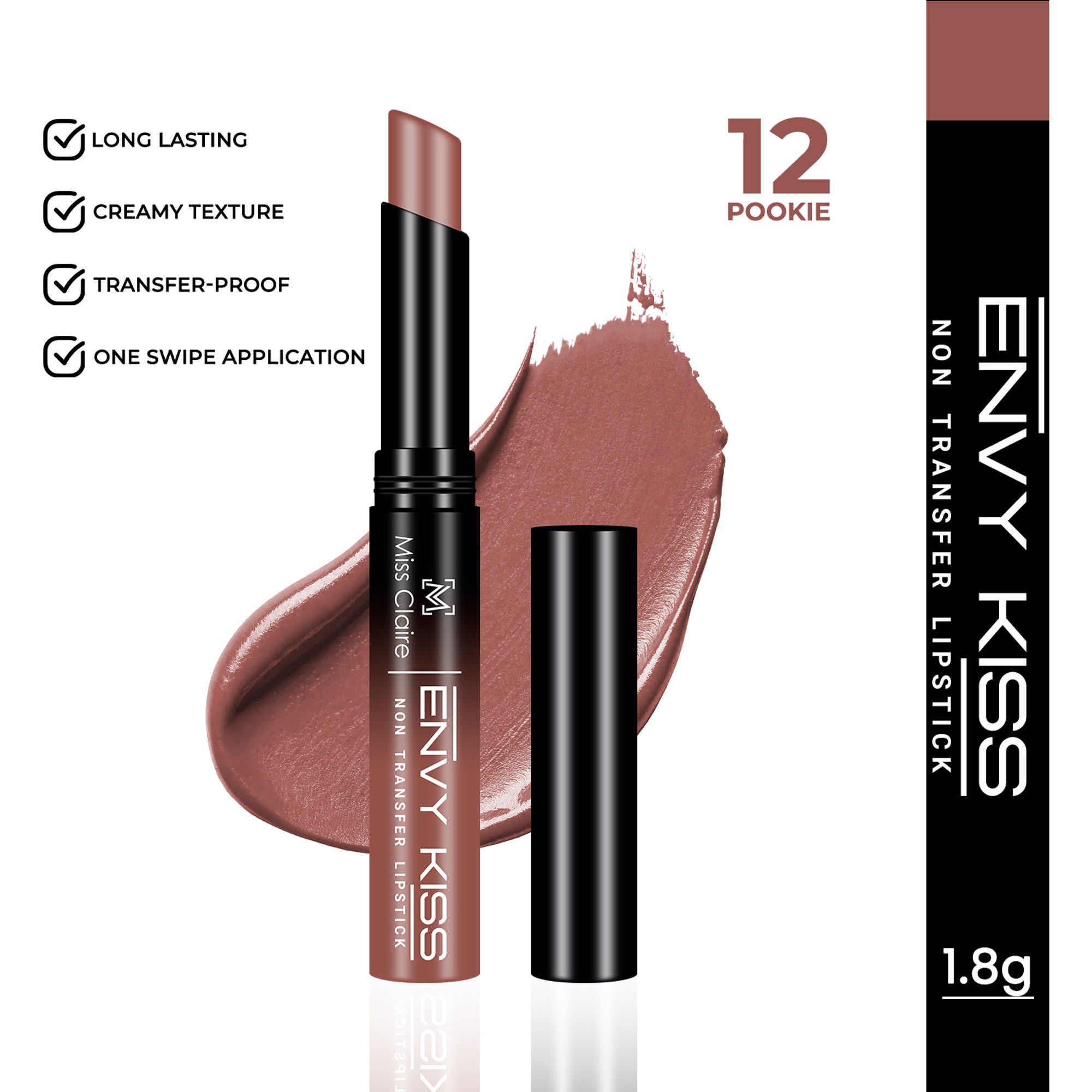 Miss Claire Envy Kiss Non Transfer Lipstick - 12 Pookie