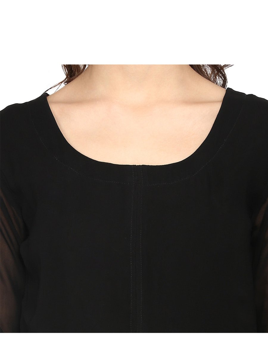 Ahalyaa Women Black & Golden Foil Print A-Line Kurta