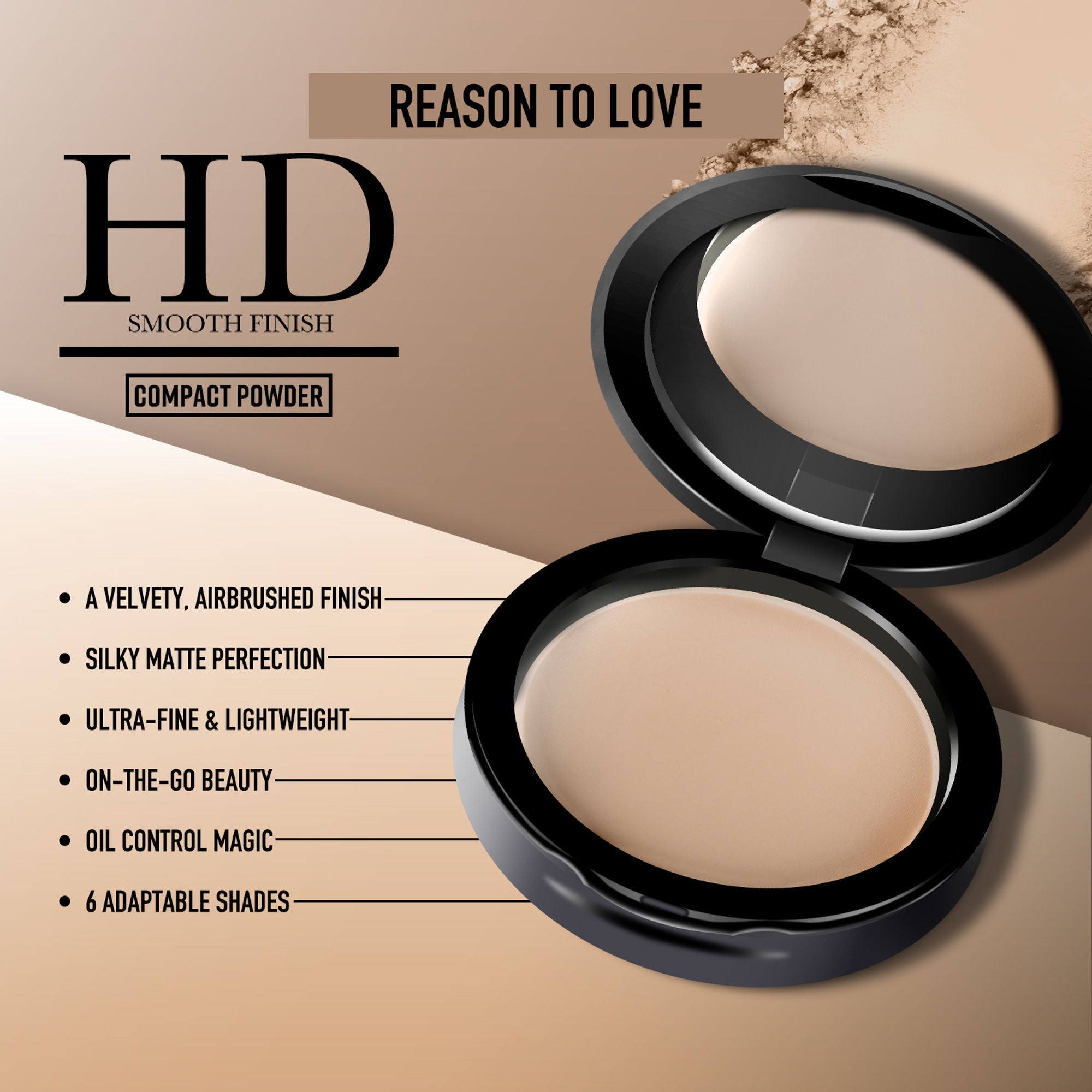 Miss Claire Hd Compact Powder - 06 Golden Sand