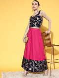 InWeave Women's Blue Brocade Strappy Top W Fuchsia Blue Brocade Palazzo Set