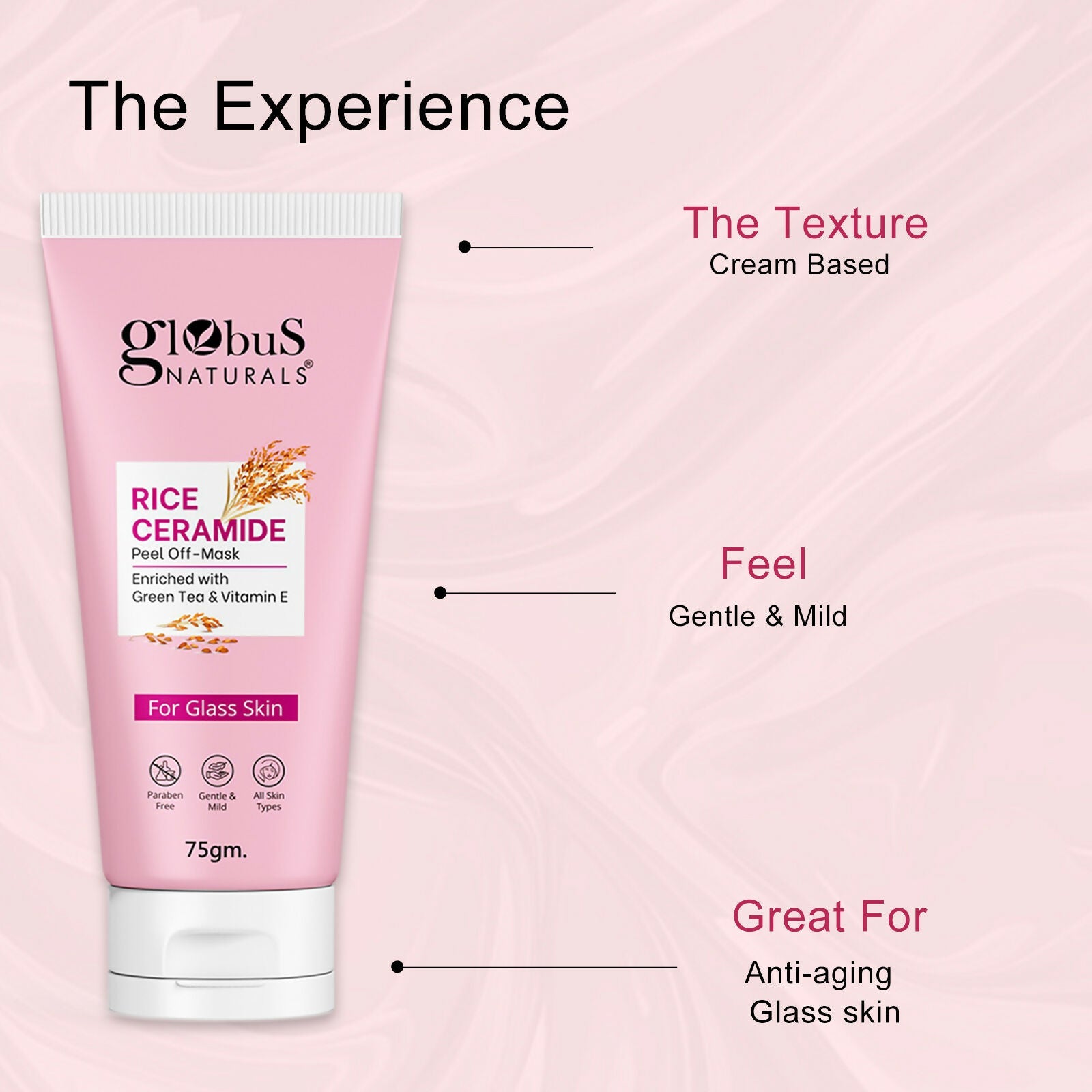 Globus Naturals Rice Ceramide Peel Off Mask, For Korean Glass Skin