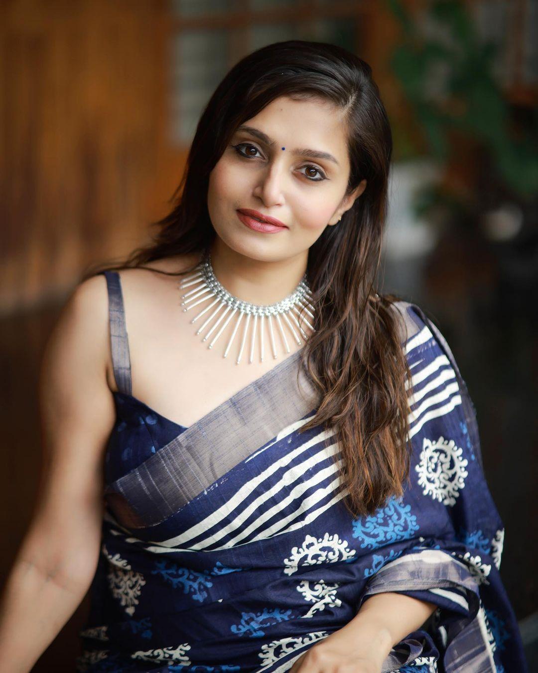 Blue Poly Silk Ethnic Motifs Saree with Unstitched Blouse - Hiral Fashion