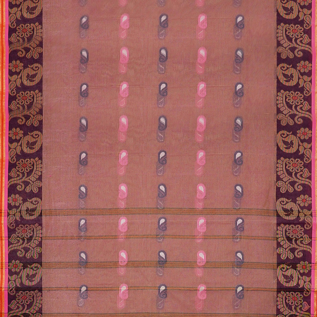 Exclusive Collection 100% Pure Cotton Mauve Tant Saree With Hand Weaving Work
