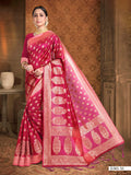 Vardha Ruby Red Woven Banarasi Saree