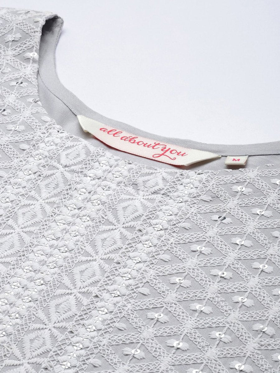 All About You Women Embroidered Chikankari Kurta With Trousers & With Dupatta