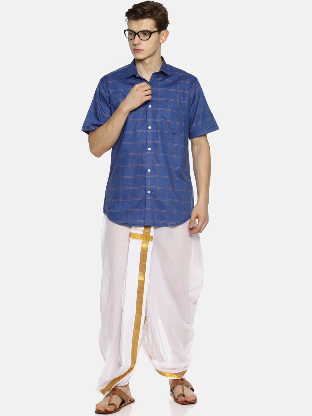Sethukrishna Men White Solid Readymade Dhoti