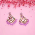 Tehzeeb Creations Gold Polish Kundan Purple Colour Earrings