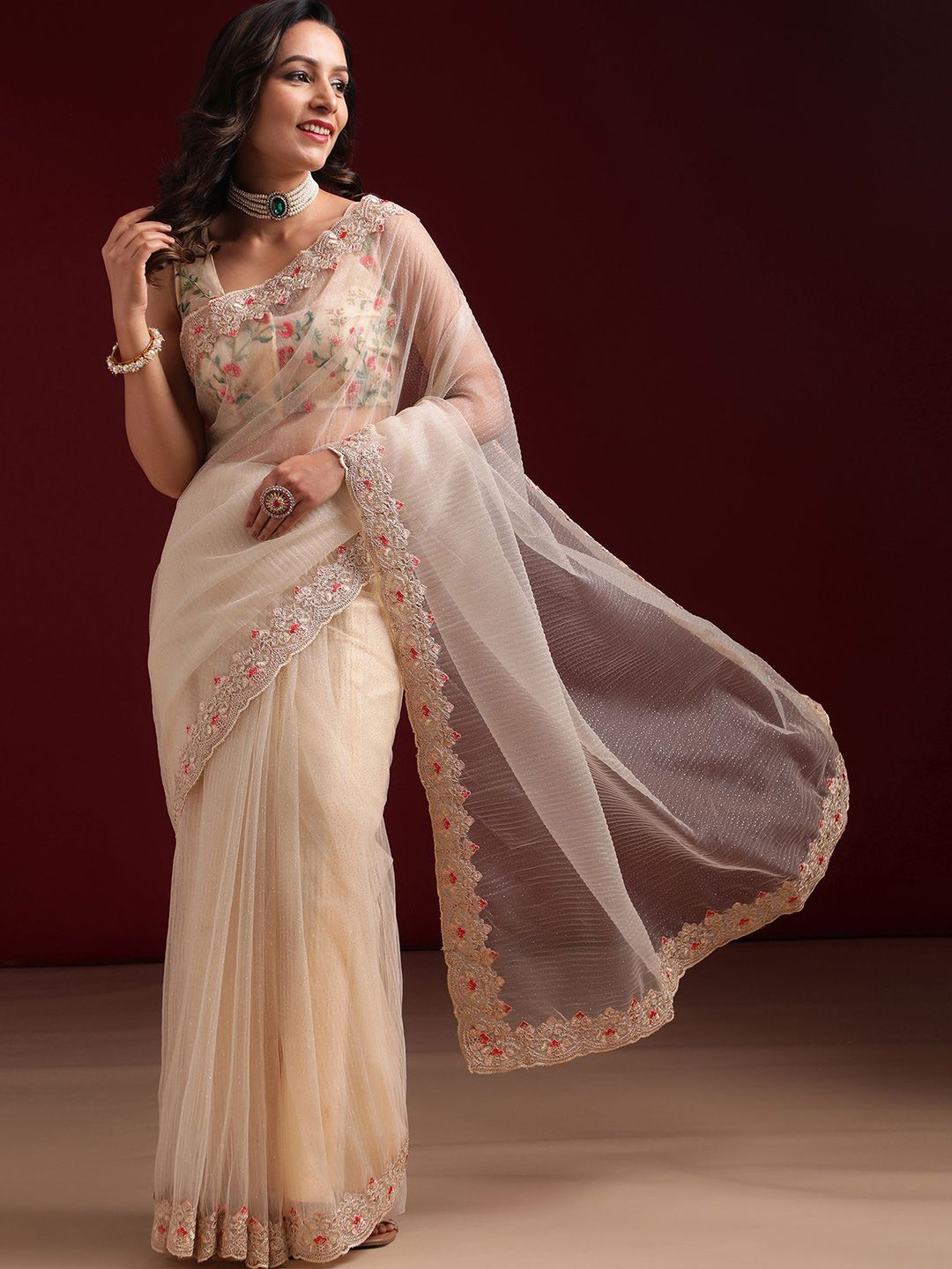 kasee Embellished Embroidered Net Saree