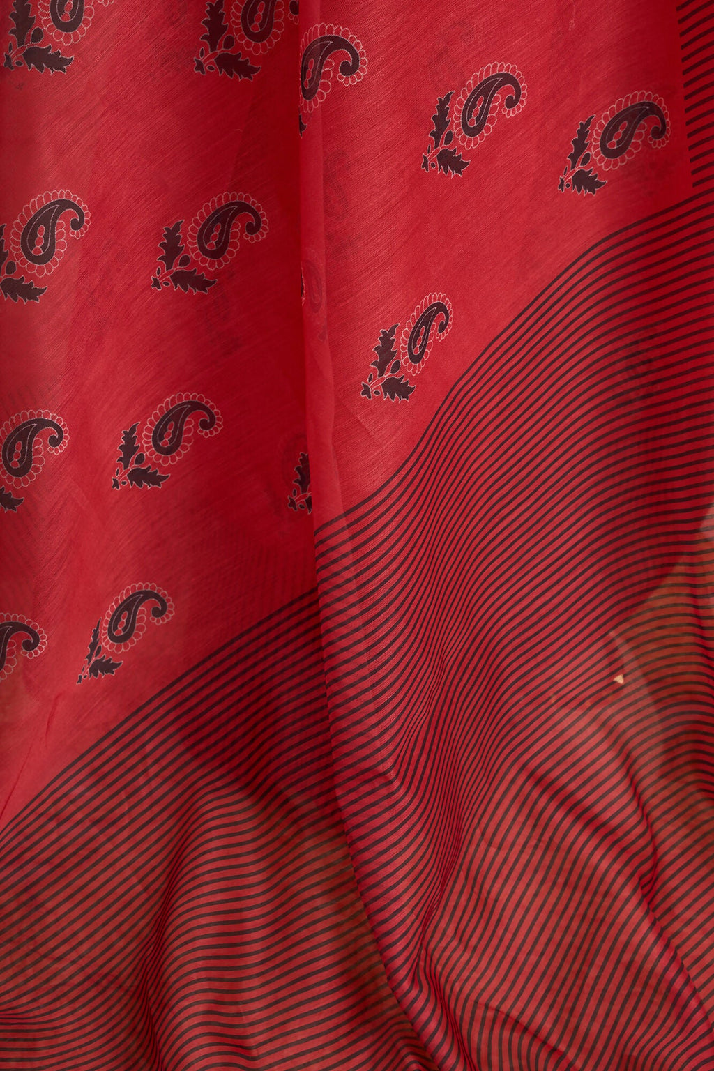 Vastranavya Rust Digital Printed Linen Ready To Wear Designer Saree with Unstitched Blouse