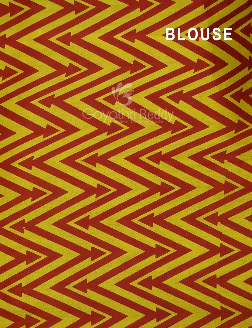 Block Print Mango Green Coloured Mulmul Cotton Saree By Gayathri Reddy Designer Studio