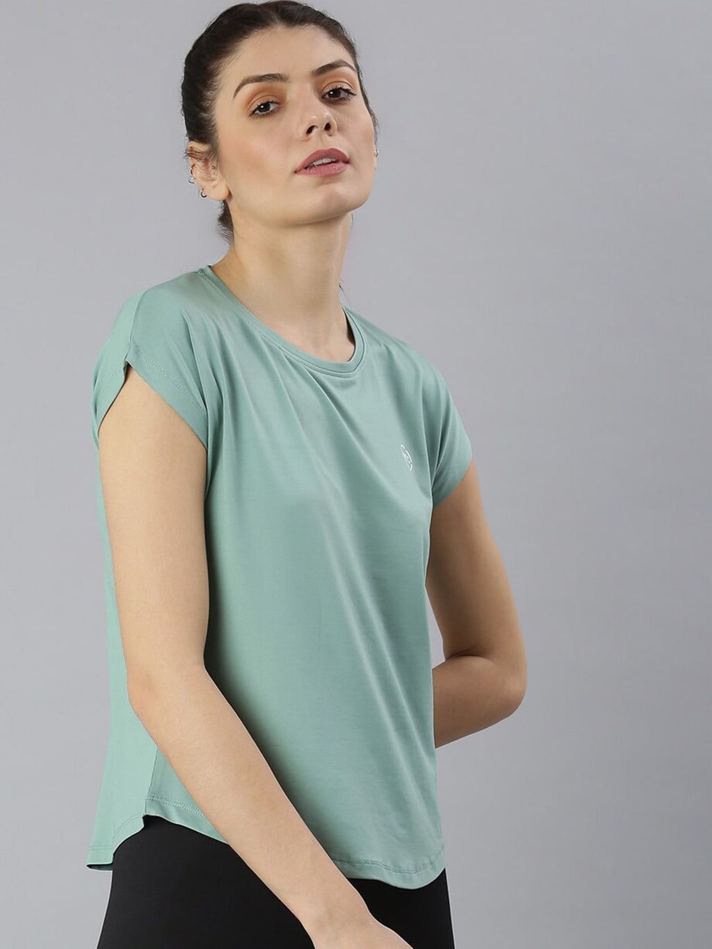 MKH Women Green Extended Sleeves Dri-FIT Sports T-shirt