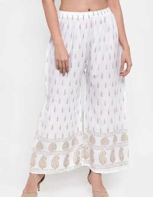 PAVONINE White Color Rayon Fabric Bhutta Print Palazzo For Women