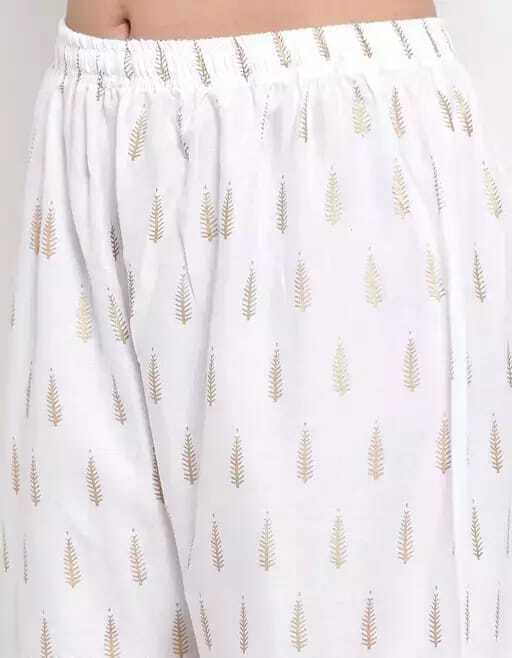 PAVONINE White Color Rayon Fabric Bhutta Print Palazzo For Women