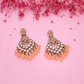 Tehzeeb Creations Gold Polish Kundan Yellow Colour Earrings