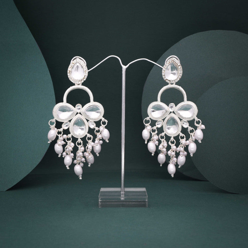 Tehzeeb Creations Silver Polish White Colour Earrings