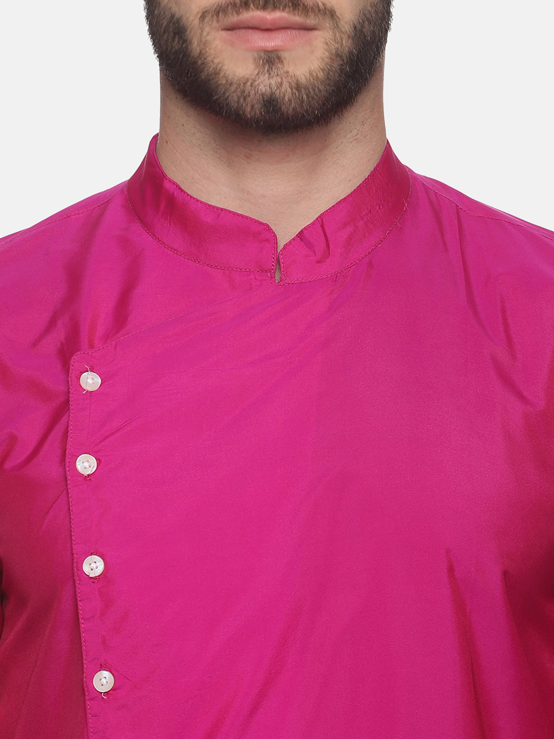 Sethukrishna Men Rose Angrakha Kurta with Dhoti Pants