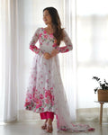 Joban Fashion White Kurta Set Organza Sequin Embroidery Work