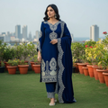 Teeya Creation Blue Color Velvet Designer Embroidery Work party Wear Suit