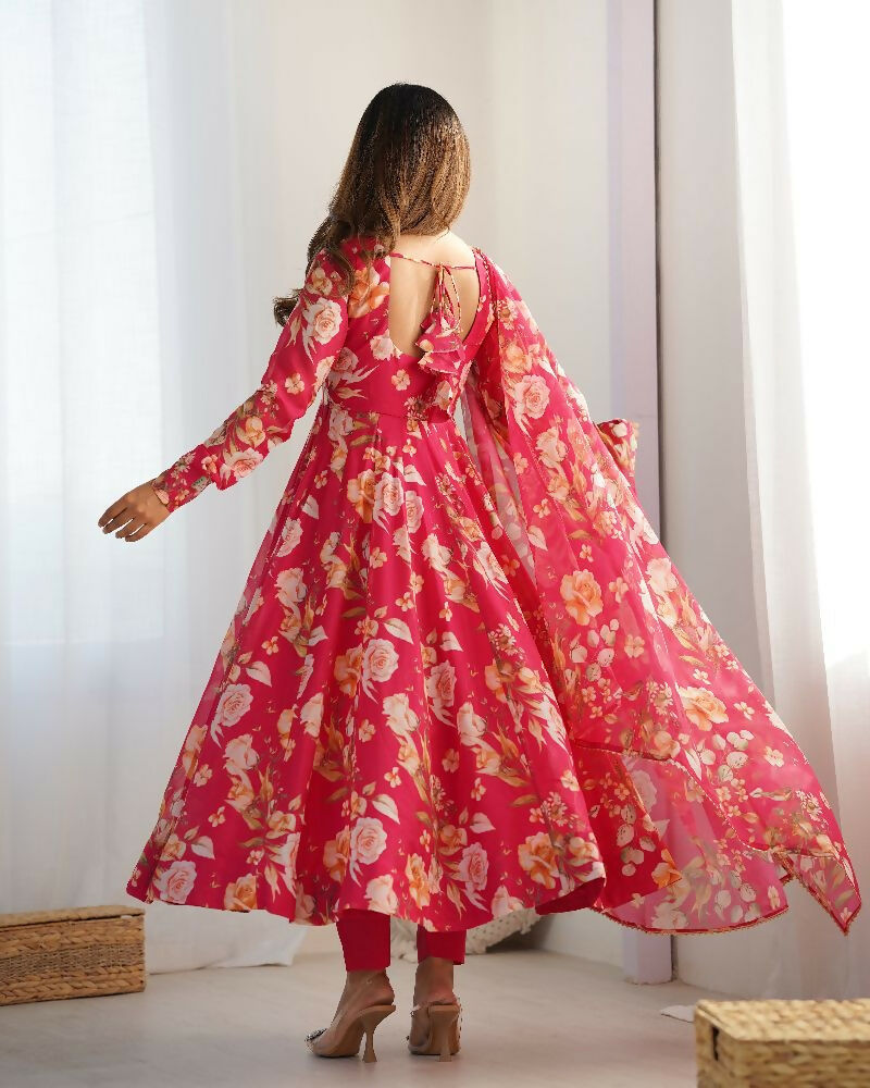 Joban Fashion Pink Kurta Set Organza Sequin Embroidery Work