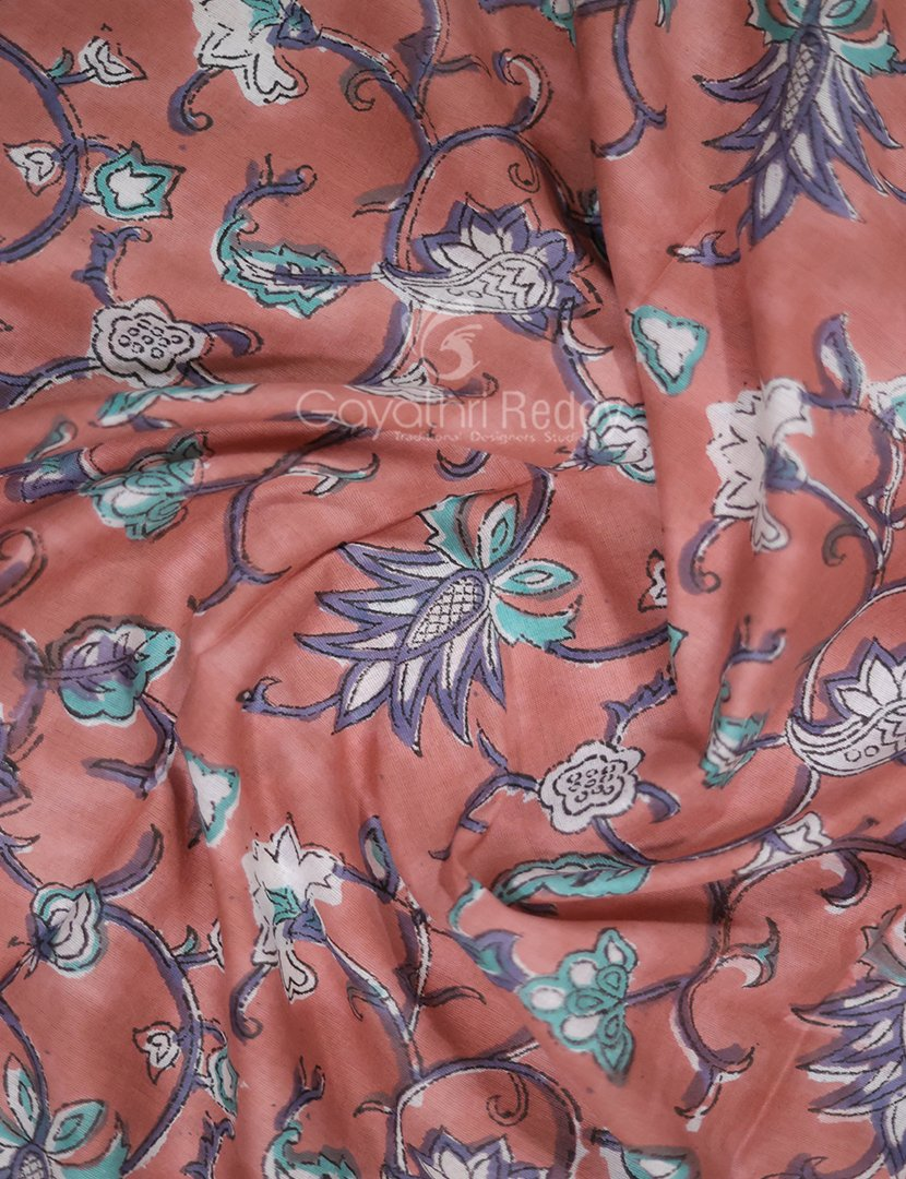 Pastel Chikoo Coloured Combination Printed Cotton Saree By Gayathri Reddy Designer Studio