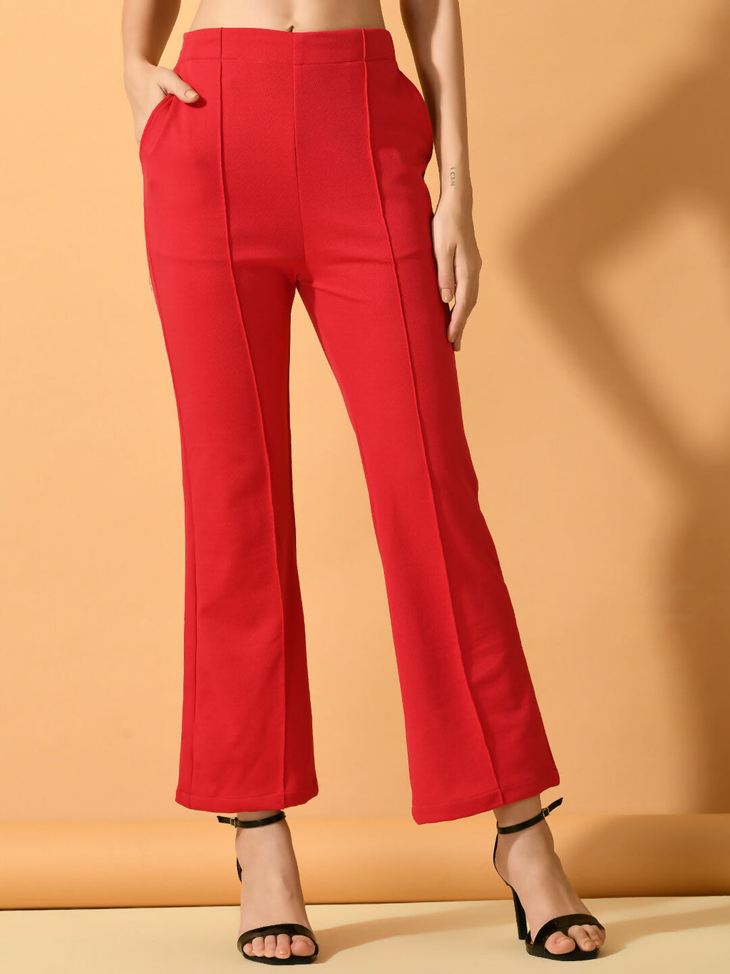 Myshka Women's Pink Flared Party Trouser