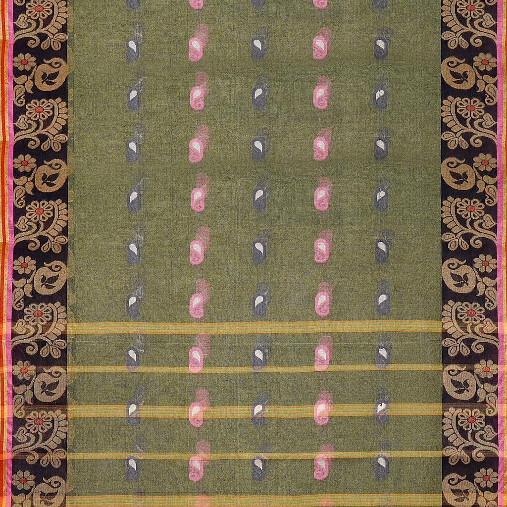 Exclusive Collection 100% Pure Cotton Pesta Tant Saree With Hand Weaving Work