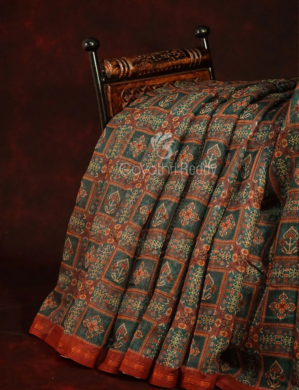 Pista Green Colour All Over Print Semi Chanderi Saree By Gayathri Reddy Designer Studio