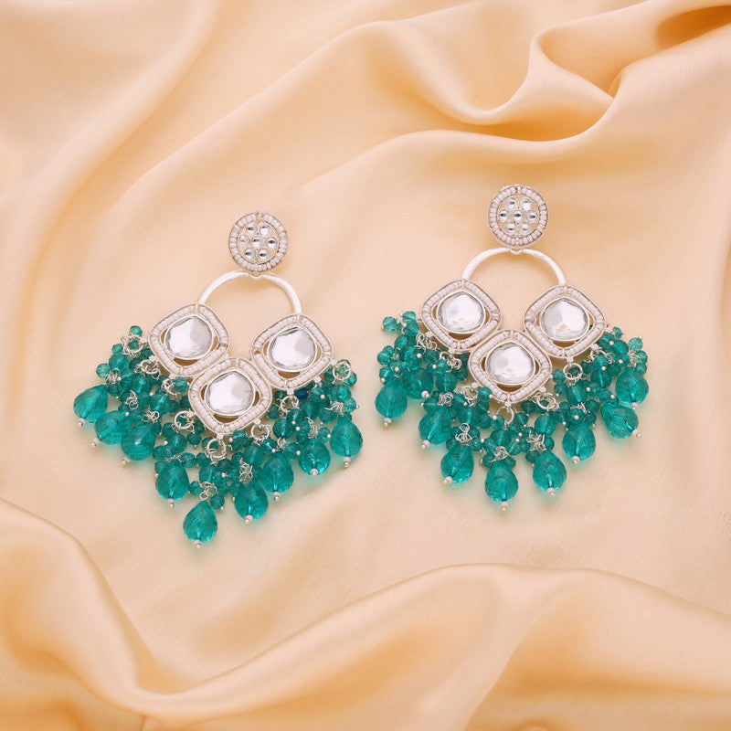 Tehzeeb Creations Gold Polish Green Colour Earrings
