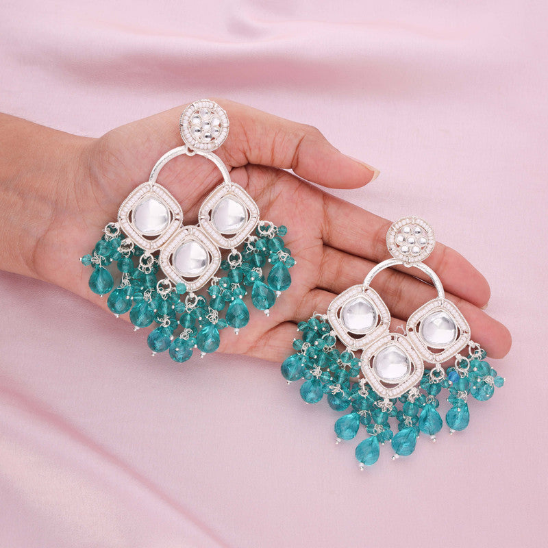 Tehzeeb Creations Gold Polish Green Colour Earrings