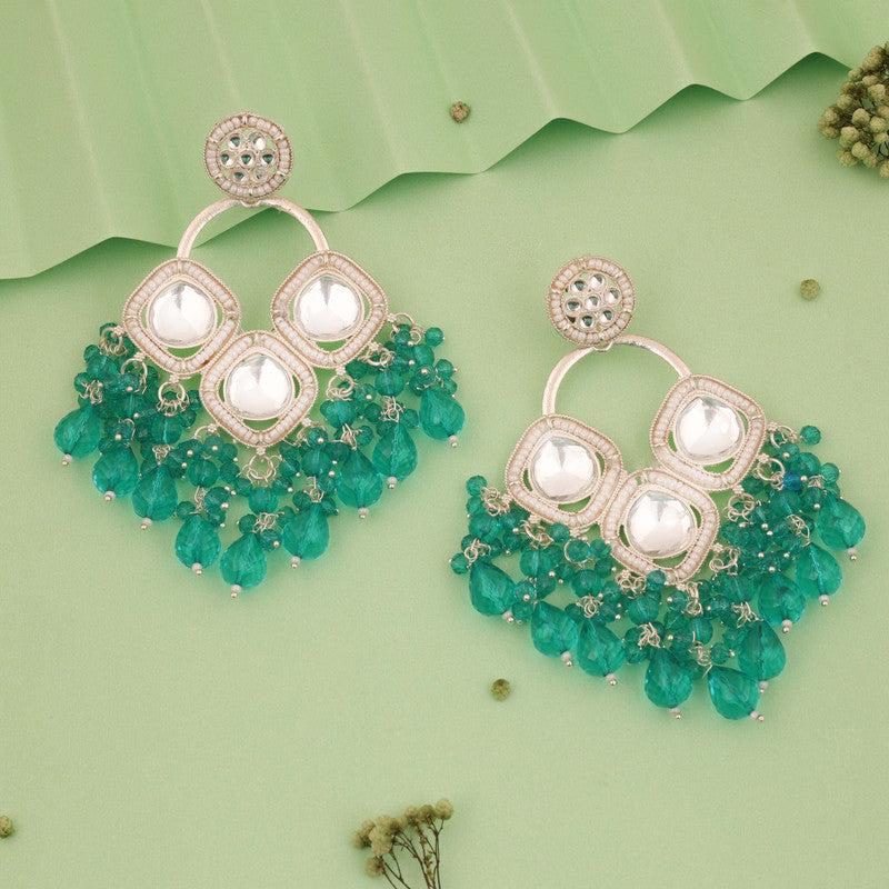 Tehzeeb Creations Gold Polish Green Colour Earrings