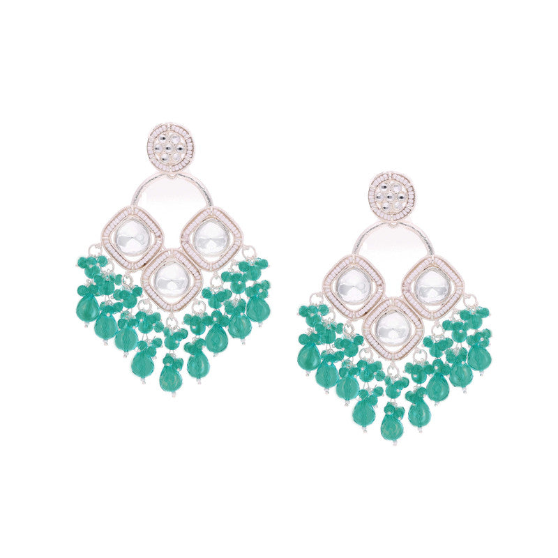 Tehzeeb Creations Gold Polish Green Colour Earrings