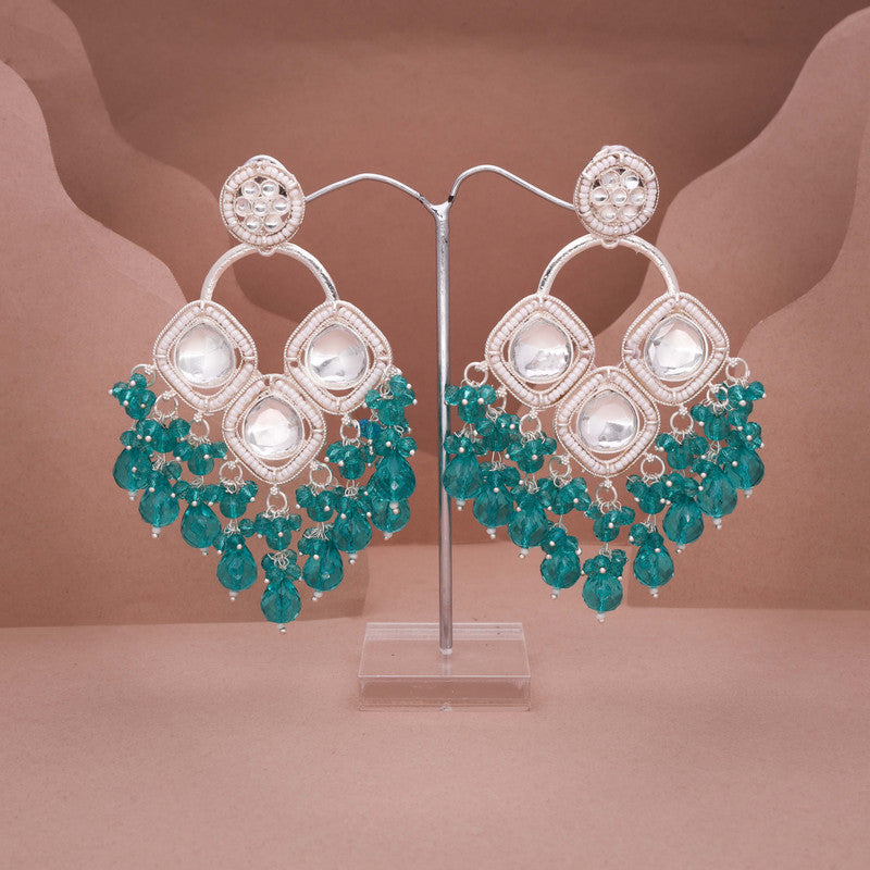 Tehzeeb Creations Gold Polish Green Colour Earrings