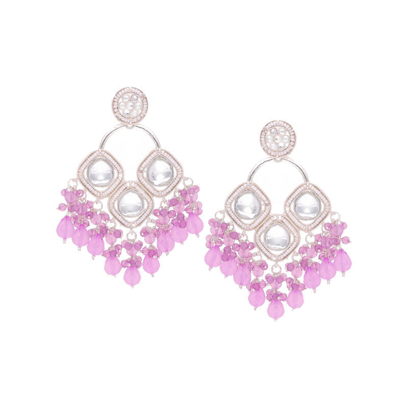 Tehzeeb Creations Gold Polish Lavender Colour Earrings