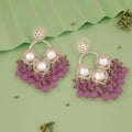 Tehzeeb Creations Gold Polish Lavender Colour Earrings