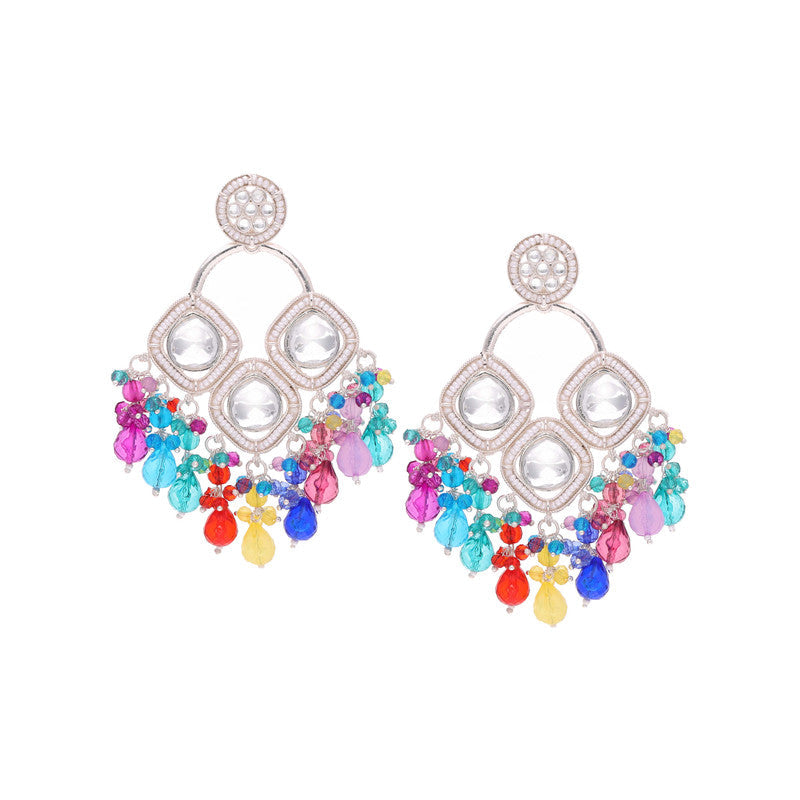Tehzeeb Creations Gold Polish Multi Colour Earrings