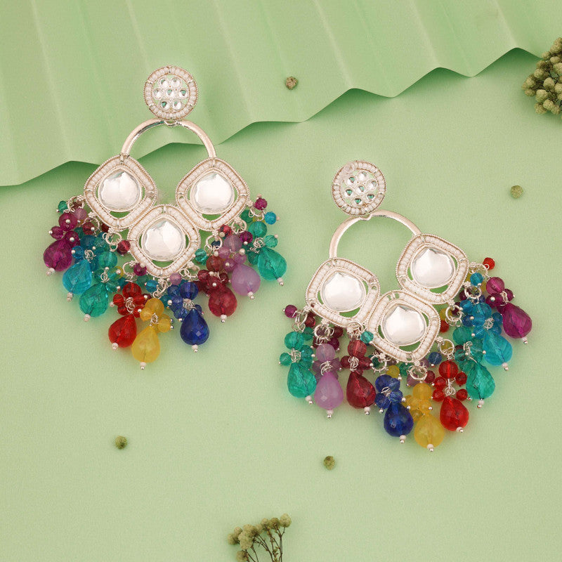 Tehzeeb Creations Gold Polish Multi Colour Earrings