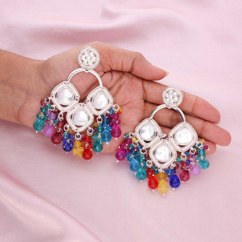 Tehzeeb Creations Gold Polish Multi Colour Earrings