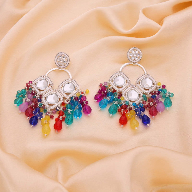 Tehzeeb Creations Gold Polish Multi Colour Earrings