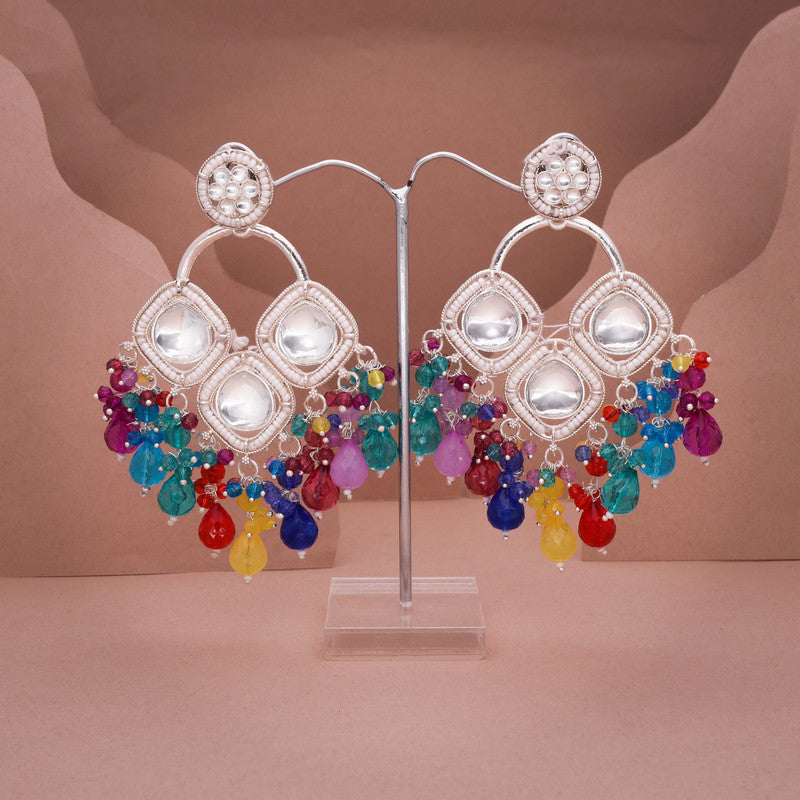 Tehzeeb Creations Gold Polish Multi Colour Earrings