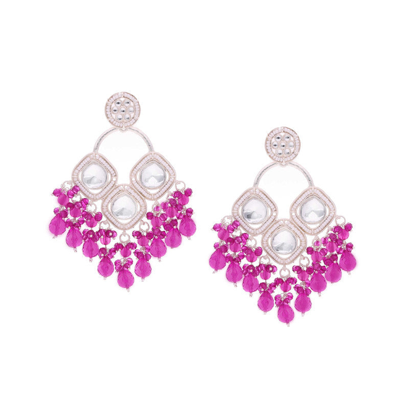 Tehzeeb Creations Gold Polish Pink Colour Earrings
