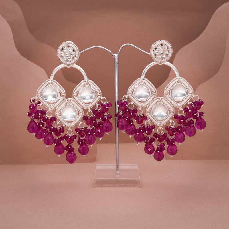 Tehzeeb Creations Gold Polish Pink Colour Earrings