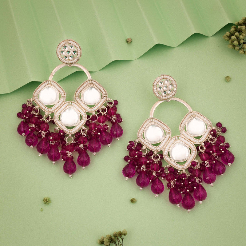 Tehzeeb Creations Gold Polish Pink Colour Earrings