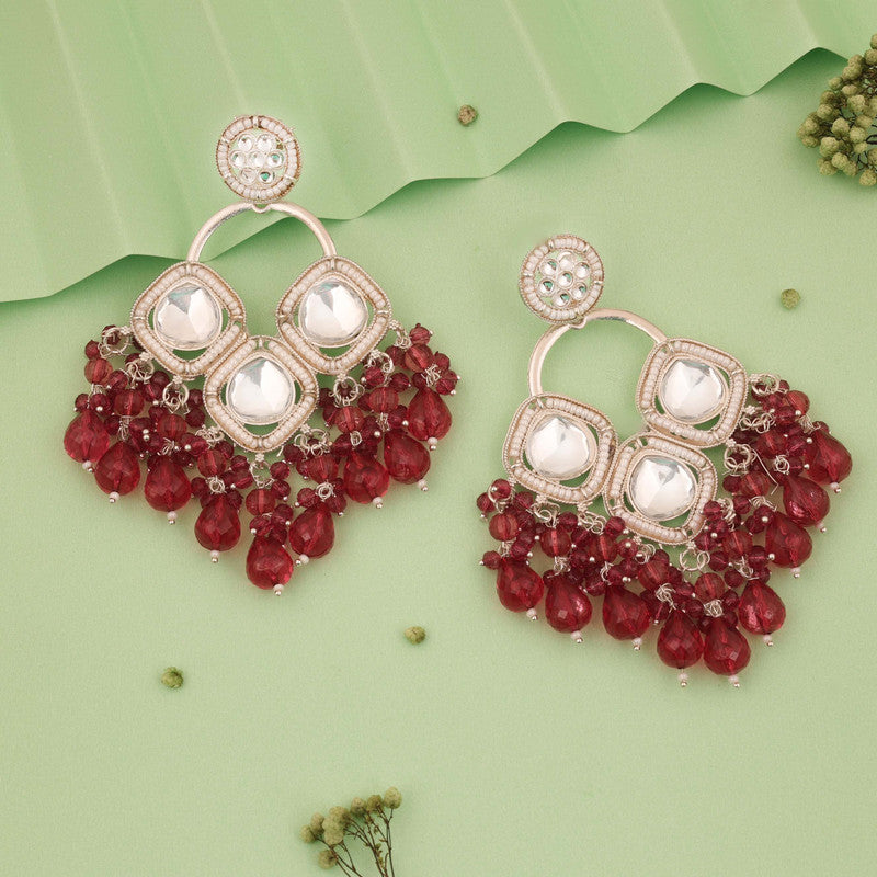 Tehzeeb Creations Gold Polish Rani Pink Colour Earrings
