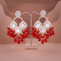 Tehzeeb Creations Gold Polish Red Colour Earrings