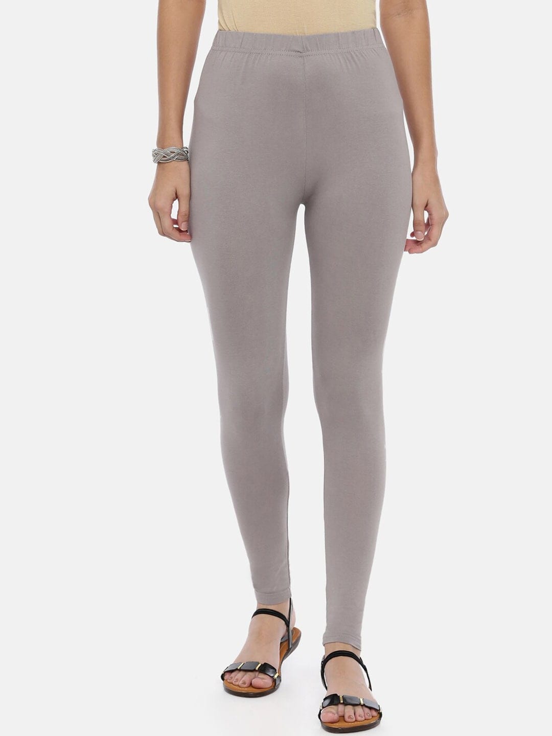 Souchii Women Grey Solid Slim-Fit Ankle-Length Leggings