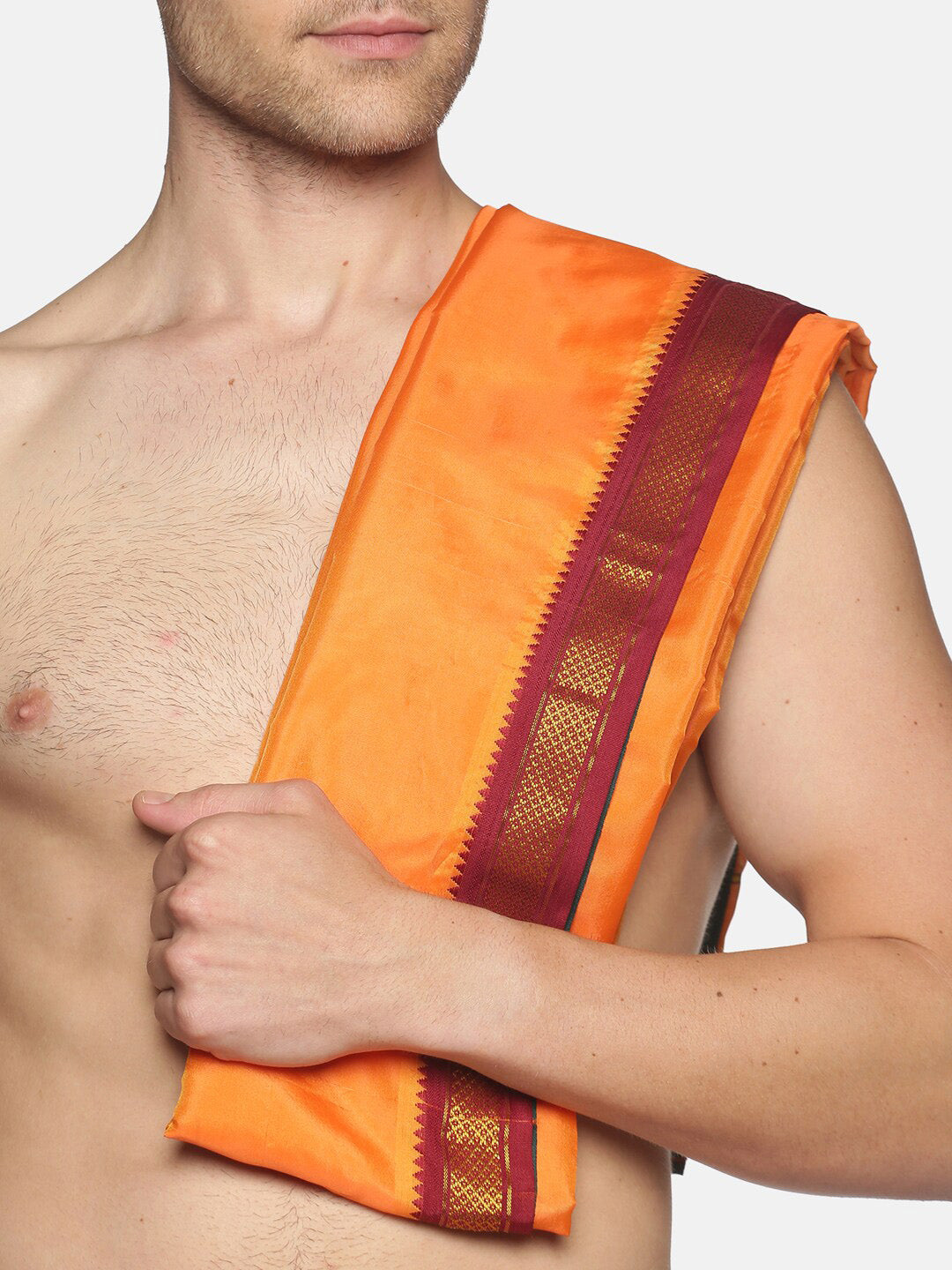 Sethukrishna Men Orange Readymade Dhotis
