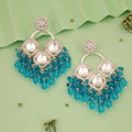 Tehzeeb Creations Gold Polish Sky Blue Colour Earrings