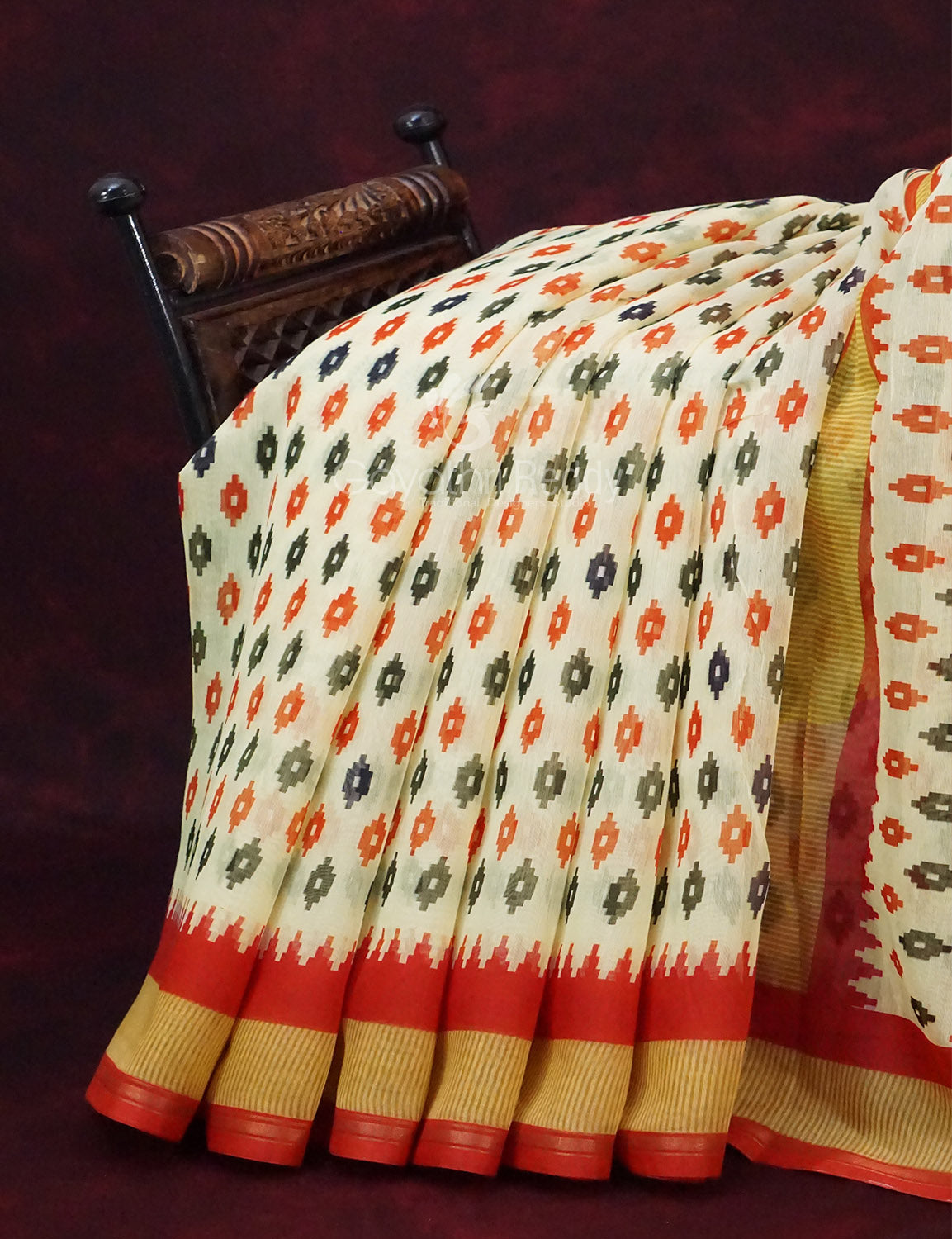 Combo of Off White and Red Patan Patola Semi Chanderi Saree By Gayathri Reddy Designer Studio