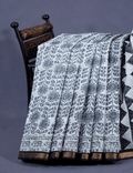 White And Grey Colour Block Print Pure Kota Cotton Saree By Gayathri Reddy Designer Studio